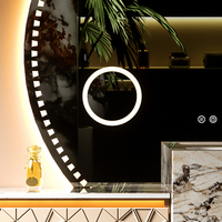 Meuble-lavabo mural moderne de luxe en alliage d'aluminium, armoire flottante gaufrée, miroir intelligent éclairé par LED, pour salle à manger d'hôtel haut de gamme