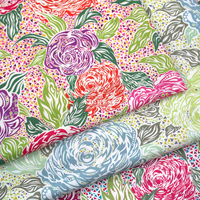 Tissu en coton 100% léger, tissé, imprimé sur mesure, floral, respirant, pour vêtements, costumes, robes, jupes, chemises, garçons, filles