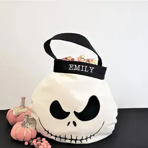 Персонализированное ведро с жутким призраком, Индивидуальная сумка для трюков или лакомства, корзина для конфет на Хэллоуин для детей