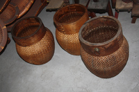 Paniers de rangement chinois antique, panier de fleurs décoratives en rotin osier saule