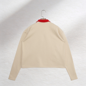 Camicie Premium in Maglia Ecologica Ricamate Unisex con <span class=keywords><strong>Colletto</strong></span> a Contrasto, Vestibilità Ampia e Maniche Lunghe - Product Image 3