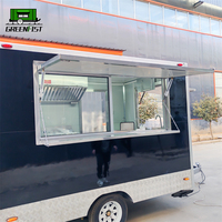 Camion de restauration rapide, camion de smoothies, fourgon aménagé, remorque à bière, mini camion de restauration noir d'occasion, remorque de vente mobile en acier inoxydable
