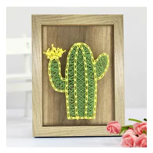 Wholesales Handmade String Wall Art With The Cactus Design For Home Decoration