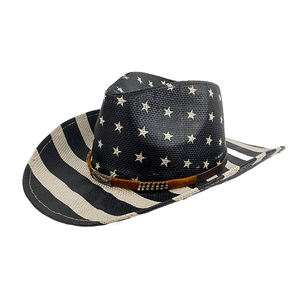 Vente en gros de <span class=keywords><strong>chapeau</strong></span> de drapeau américain vintage <span class=keywords><strong>chapeau</strong></span> de cowboy en <span class=keywords><strong>paille</strong></span> pour les fêtes - Product Image 1