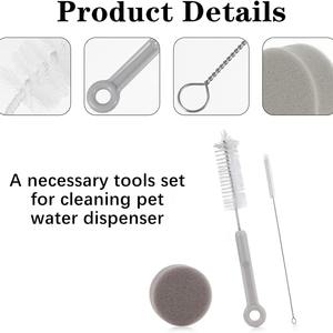 Ensemble de brosses de nettoyage pour fontaine à eau pour animaux de compagnie, rectangulaire gris Q101, détachable, pour chiens et chats - Product Image 3