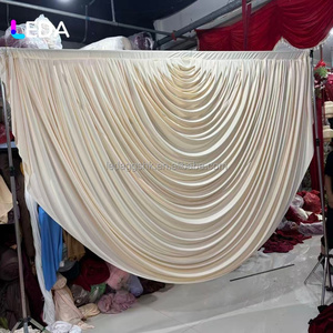 Cortina de Fondo para Escenario de Boda LEDA, Tamaño Personalizado, Cortina Decorativa de Seda Láctea, Cortina Ondulada para Decoración de Bodas - Product Image 2