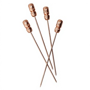 Palillos de Cóctel Metálicos Vintage con Diseño de Cabeza de León, Herramientas de Bar Reutilizables para Bebidas y Aperitivos, Palillos de Cóctel Hechos a Mano - Product Image 1