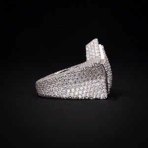 Wholesale S925 <b>Silver</b> Star Cuban <b>Ring</b> Moissanite White Gold Plated Hip Hop Rapper Style Luxury Jewelry <b>for</b> <b>Men</b> Jenime Brand - Product Image 4