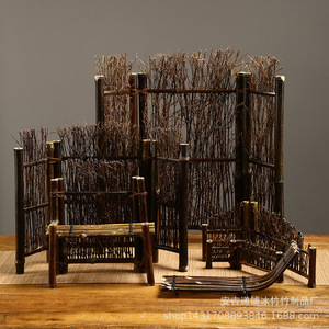 Purple bamboo fence screen, bonsai <b>ornament</b>, food plating decoration, miniature landscape, photography prop, bamboo products - Product Image 1