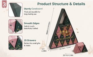 Boîte de calendrier de l'avent vert rose triangulaire avec 25 tiroirs individuels et impression personnalisée - Product Image 4