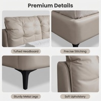 Cadre de lit moderne de luxe en cuir véritable souple avec sommier, design italien, écologique, durable, garantie 10 ans, très grand format
