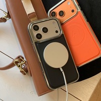 Étui magnétique de luxe électroplaqué à grande fenêtre compatible avec iPhone 17 16 15 14 Pro Max, coque mate couleur unie
