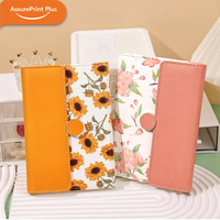 Carnet A5 en cuir PU floral esthétique avec coutures apparentes, fermeture magnétique, logo personnalisé, pour femme, voyage, bureau, anniversaire