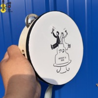 Tambour à main en bois de 6 pouces avec ruban de soie, instrument de musique pour église, personnalisable, vente en gros, instrument à percussion
