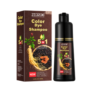 Venta al por mayor 250ml Ginseng sin amoníaco 5 en 1 champú para teñir el cabello permanente tinte para el cabello 5 minutos para colorear 100% que cubre el cabello blanco - Product Image 1