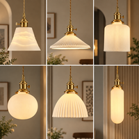 Lampe suspendue en céramique et laiton de style japonais, lampe suspendue LED vintage pour salle à manger, comptoir de bar, chambre à coucher, entrée