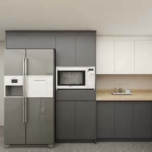 Juego de Gabinetes de Cocina Modernos Pequeños de PVC/Laca a Medida, con Revestimiento de Vinilo, de Proveedor de Guangdong - Product Image 1