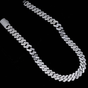 Luxury Baguette Moissanite Jewellery <strong>White</strong> <strong>Gold</strong> Cuban Link <strong>Chain</strong> <strong>Men</strong> <strong>Diamond</strong> Iced Out Cuban Link Necklace - Product Image 5