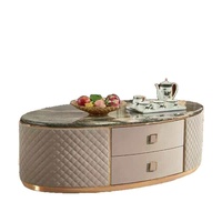 Table basse et meuble TV de style italien, luxe léger, avec plateau en marbre, rangement, design moderne minimaliste, structure en métal