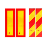 Placa Reflectante Trasera para Camión, Tamaños Personalizados, Adhesivo Rectangular Diagonal Rojo y Amarillo, Alta Visibilidad, PVC Imprimible y Desgarrable