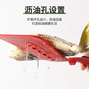 Espátula de silicona resistente a altas temperaturas con orificios de drenaje para cocinar pescado, utensilio de cocina antiadherente - Product Image 1
