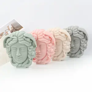 INTODIY 3D Snaker Medusa Bust Greek Sculpture Fondant Cake Chocolate Baking Mould Wax Soap Candle Making Mold in Silicon