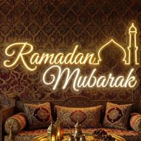 Enseigne néon personnalisée Ramadan Mubarak, décoration islamique pour la maison, lumière murale LED néon musulmane, enseignes néon personnalisées