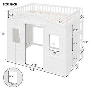 Children's Treehouse Bed White <b>Storage</b> Space Bedroom Furniture For <b>Kids</b> - Product Image 3