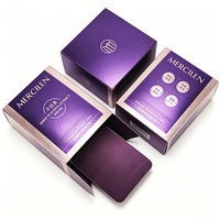 Boîtes en papier holographique avec logo imprimé UV personnalisé, surface estampée or, effet brillant, emballage pour crème de soin de la peau