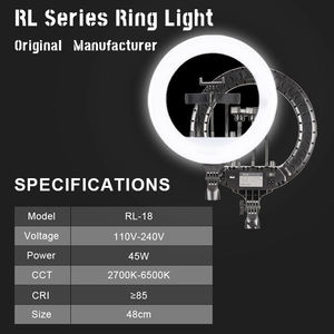 En stock, anneau lumineux dimmable de 14, 18, <span class=keywords><strong>21</strong></span> pouces, 3200K-6500K, CRI 90+, pour le commerce électronique, diffusion en direct, anneau lumineux avec support pour téléphone - Product Image 3