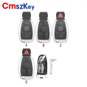 For Mercedes Benz Year 2000+ Supports Original NEC and BGA 2B 3B 4B Remote Car Key Fob Shell Case Dual Battery Holder