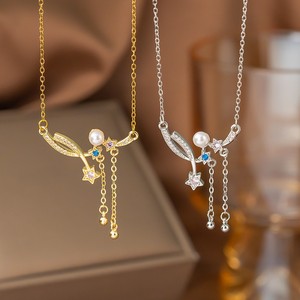 金メッキステンレススチール製レディースジュエリー、繊細なハート、蝶結び、無限大、星のペンダントネックレス、防水、変色なし、卸売 - Product Image 4
