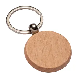 Porte-clés rond en bois, merchandising personnalisé - Product Image 1