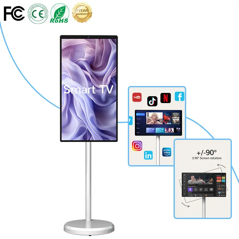 TV mobile Android 21.5 pouces Lcd avec écran tactile capacitif rotatif pour l'éducation Affichages de divertissement depuis Stand By Me