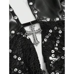 PEEQI Venta al por Mayor de Tops sin Mangas para Mujer, Estilo Rock Punk con Lentejuelas y Recortes Metálicos, Moda Primavera - Product Image 4