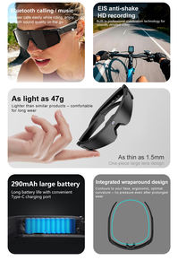 แว่นตาอัจฉริยะสำหรับปั่นจักรยาน M95 AI กล้อง 8MP HD แปลภาษาด้วย AI โทรผ่านบลูทูธ บันทึกวิดีโอ ขับขี่กลางแจ้ง แว่นตาอัจฉริยะสำหรับเล่นกีฬา - Product Image 5