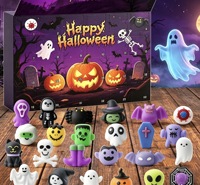 Calendrier de l'Avent d'Halloween : Coffret Surprise de Jouets Squishy à Remontée Lente, Jouets Sensoriels Anti-Stress Citrouille et Araignée