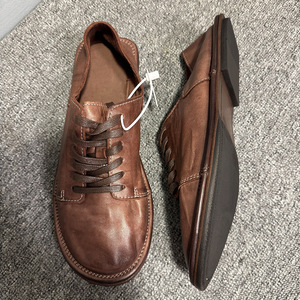 Handmade Leather Casual Loafers For Men Brown Soft Lace Up Slip On Breathable Genuine Leather Office <b>Work</b> Driving Shoes - Product Image 3