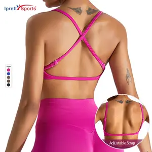 Minimalistische Naadloze Sportbeha Vrouwen Verstelbare Bandjes Open Rug Workout Yoga Bh Gym Atletisch Ondergoed