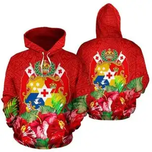 Tonga polinezya Hoodie Tonga dalgalar özel Logo metin kişiselleştirilmiş Hoodie Cook adaları kırmızı mühür kaşkorse Hibiscus tarzı Hoodies