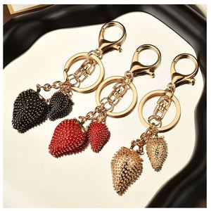 Fashion Strawberry Fruit Ladies Car Keychain <b>Cute</b> Alloy Keychain <b>Keyring</b> Bag Pendant - Product Image 1