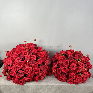 Bestseller: Grande Sfera di Rose Rosse Realistiche, Centrotavola per Matrimoni, Fiori Artificiali per Decorazioni di Eventi e Feste - Product Image 2