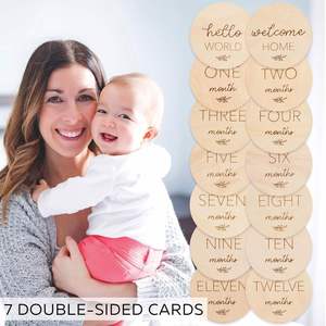 Hermosas Tarjetas de Madera Ecológicas para Fotografía de Bebés Recién Nacidos, Personalizadas con Grabado Mensual - Product Image 3