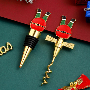 Christmas Wine Bottle <b>Stopper</b> Set With Cork Opener Red Holiday Gift For Wine Lovers - Product Image 5