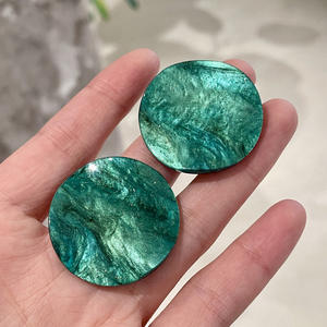 Boucles d'oreilles en résine, motif marbre vert, galaxie, bijoux vintage pour femmes - Product Image 2