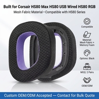 Coussinets d'oreille en maille de qualité supérieure, remplacement pour casque Corsair HS80 Max HS80 USB filaire HS 80 RGB sans fil, réduction de bruit