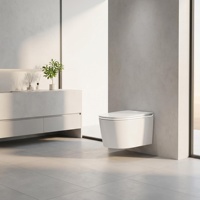 WC intelligent suspendu mural en céramique avec capteur radar, ouverture automatique du couvercle, chasse d'eau au pied, bidet, siège chauffant