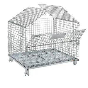 Heavy Duty Galvanized Collapsible Stacking And Folding Cargo Storage Cage