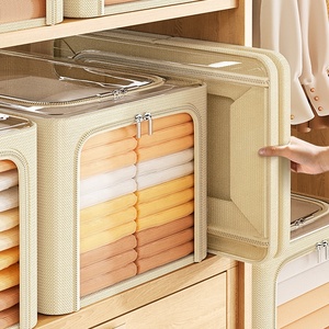 Cofre de almacenamiento de tela plegable de gran capacidad, organizador de cubos, marco de acero, cajón de ropa, cajas de almacenamiento para sala de estar - Product Image 2