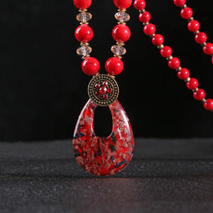 Ethnische retro lange kette perlen kristall glasperlen vielseitiger schmuck anhänger halskette wassertropfen charme halskette - Product Image 3